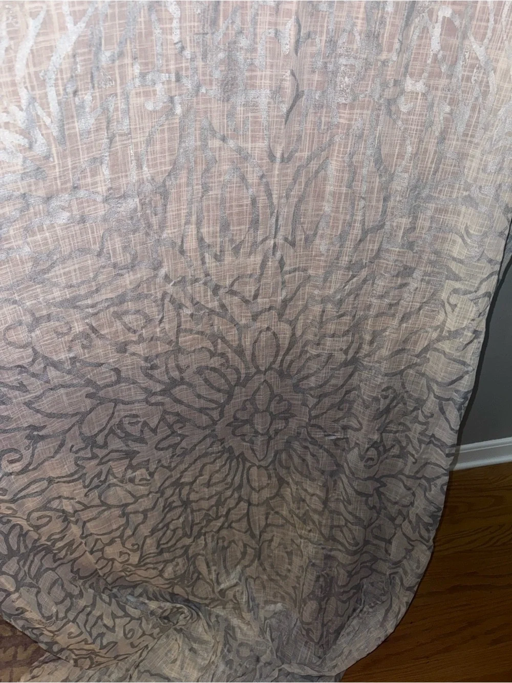 Anthropologie white and silver metallic design curtains NWT